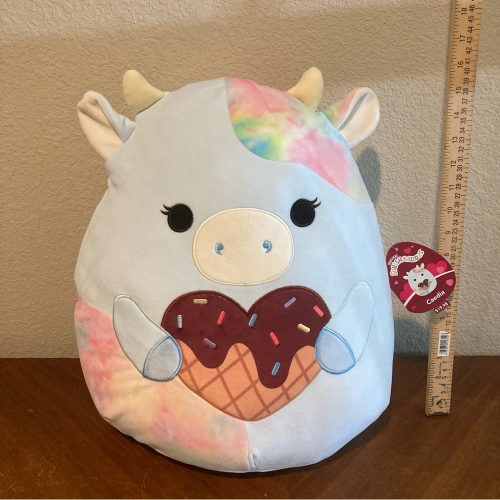 Squishmallows Caedia the Cow 16” Valentine’s Day Plush NWT